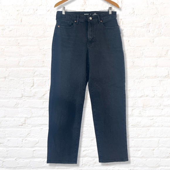 Old Navy Black High Rise Curvy OG Loose Jeans - Black Denim - Size 10 (NWT) - Picture 1 of 10